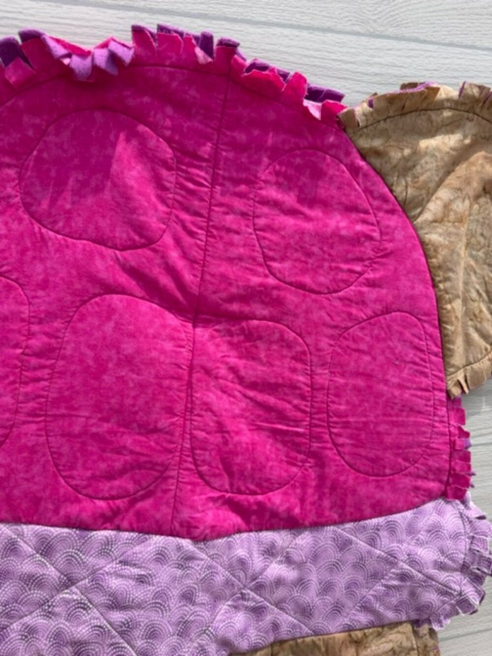 Homemade Small Pink & Purple Turtle Rag Quilt - Picture 7 of 8